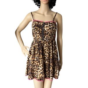 Material Girl brown leopard print mini dress. Size XS